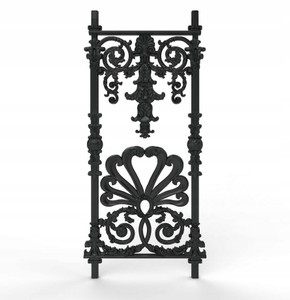 Casa Padrino Gusseisen Balustrade Schwarz 42 x H. 93 cm - Prunkvolles Barock Geländer Element mit Muschel Ornament - Balkon & Treppen Geländer