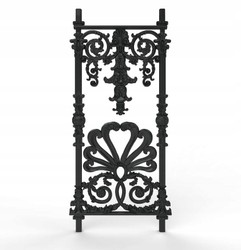 Casa Padrino balaustrada de hierro fundido negra 42 x Al. 93 cm - Suntuoso panel de barandilla de estilo barroco con ornamento de concha - Barandilla de balcón y escalera Casa Padrino balaustrada de hierro fundido negra 42 x Al. 93 cm - Suntuoso panel de barandilla de estilo barroco con ornamento de concha - Barandilla de balcón y escalera