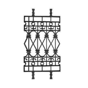 Casa Padrino Gusseisen Balustrade Schwarz 58,5 x H. 110 cm - Prunkvolles Geländer Element im Gotik Stil - Balkon & Treppen Geländer