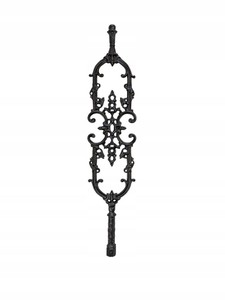Casa Padrino Gusseisen Geländerstab Schwarz 21,5 x H. 103 cm - Prunkvoller Zierstab mit Ranken Ornament - Balkon & Treppen Geländer