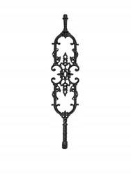 Casa Padrino balaustre de hierro fundido negro 21,5 x Al. 103 cm - Suntuoso balaustre decorativo con ornamento de volutas - Barandilla de balcón y escalera