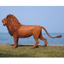 Casa Padrino escultura decorativa de lujo león óxido 218 cm - Escultura de acero de tamaño natural - Figura de jardín - Esculturas de jardín