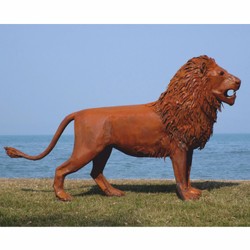 Casa Padrino escultura decorativa de lujo león óxido 218 cm - Escultura de acero de tamaño natural - Figura de jardín - Esculturas de jardín