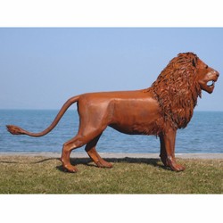 Casa Padrino escultura decorativa de lujo león óxido 218 cm - Escultura de acero de tamaño natural - Figura de jardín - Esculturas de jardín