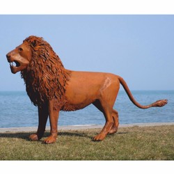 Casa Padrino escultura decorativa de lujo león óxido 218 cm - Escultura de acero de tamaño natural - Figura de jardín - Esculturas de jardín