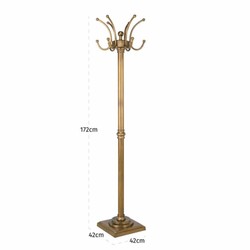 Casa Padrino perchero barroco de lujo latón antiguo Al. 172 cm - Perchero de aluminio - Muebles de armario barrocos