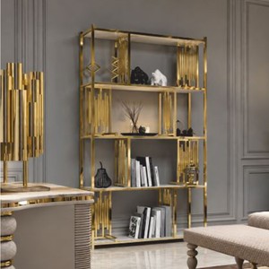 Casa Padrino armoire étagère de luxe or / blanc 120 x H. 252 cm - Mobilier d'hôtel - Mobilier de salon - Mobilier de luxe