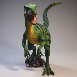 Lebensgroße XXL Garten Terrassen Deko Skulptur Figur Dinosaurier Velociraptor