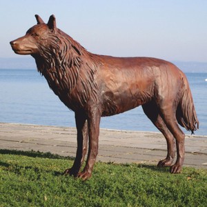 Casa Padrino sculpture décorative de luxe loup rouille 142 cm - Sculpture grandeur nature en acier - Figurine de jardin
