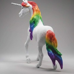 XXL Garten Deko Skulptur Figur Einhorn Pferd Weiß Bunt Silber