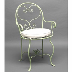 Casa Padrino sedia da giardino Art Nouveau di lusso con braccioli verde chiaro / naturale A. 91 cm - Mobili per giardino e hotel - Fatto in Italia