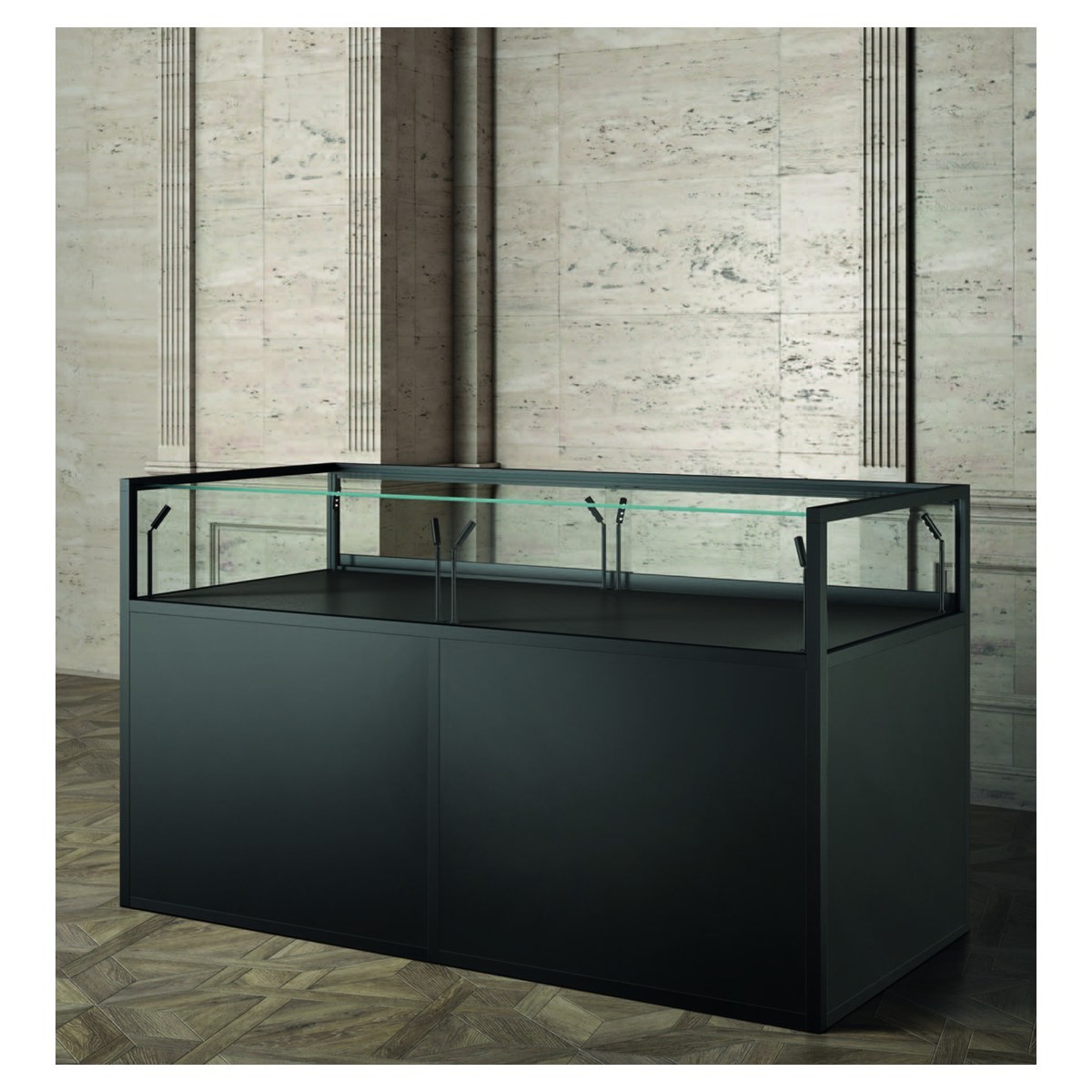 Casa Padrino Luxus Museumsvitrine 180 x 80 cm H. 105 cm mit LED - Ladeneinrichtung - Boutique Möbel - Made in Italy