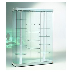 Casa Padrino Luxus Dreh-Ladenvitrine 143 x 53 cm H. 200 cm mit 6 LED-Spots mit Drehböden - Ladeneinrichtung - Boutique Möbel - Made in Italy