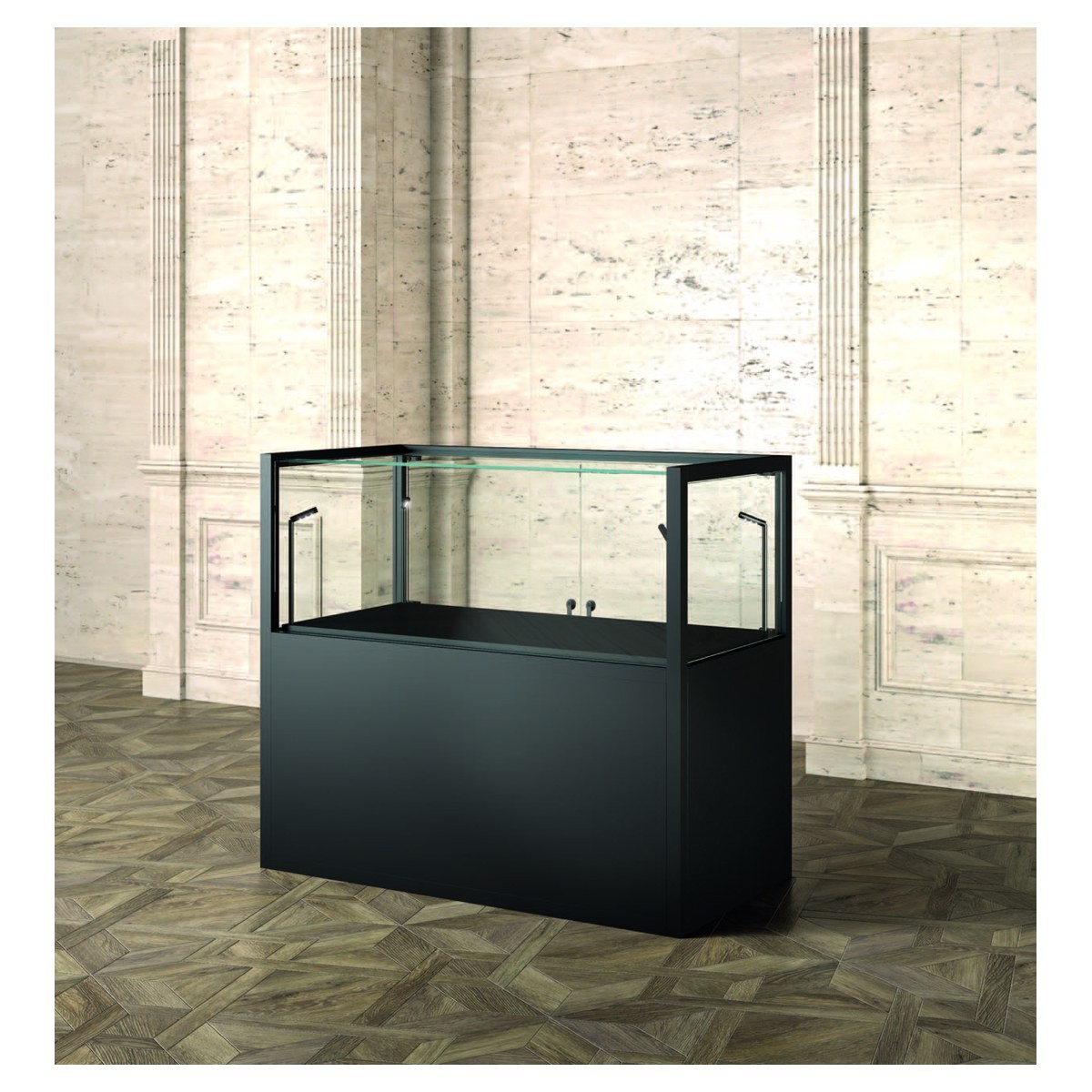 Casa Padrino Luxus Museumsvitrine 120 x 60 cm H. 105 cm mit LED - Ladeneinrichtung - Boutique Möbel - Made in Italy