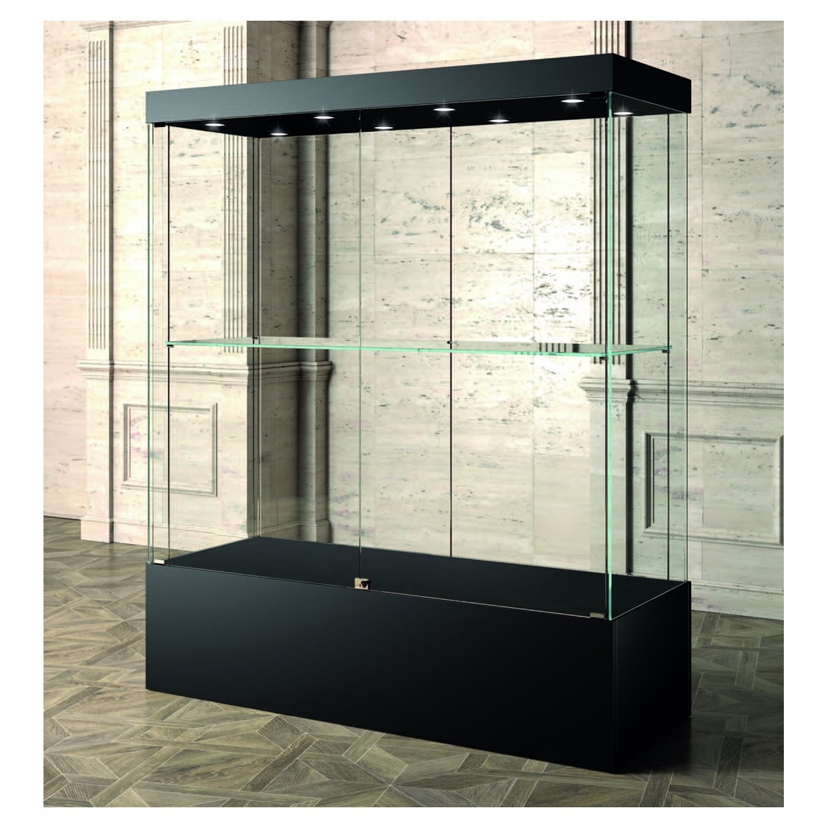 Casa Padrino Luxus Museumsvitrine 140 x 60 cm H. 200 cm mit 6 LED-Spots - Ladeneinrichtung - Boutique Möbel - Made in Italy