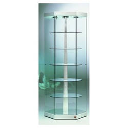 Casa Padrino Vitrina de tienda de Lujo giratoria Ø 74 cm H. 200 cm con 4 focos LED - Equipamiento de Tiendas - Muebles de Boutique - Made in Italy