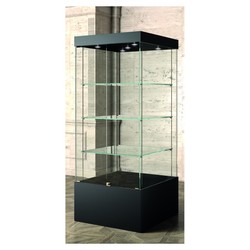 Casa Padrino Luxus Museumsvitrine 80 x 80 cm H. 200 cm mit 5 LED-Spots - Ladeneinrichtung - Boutique Möbel - Made in Italy