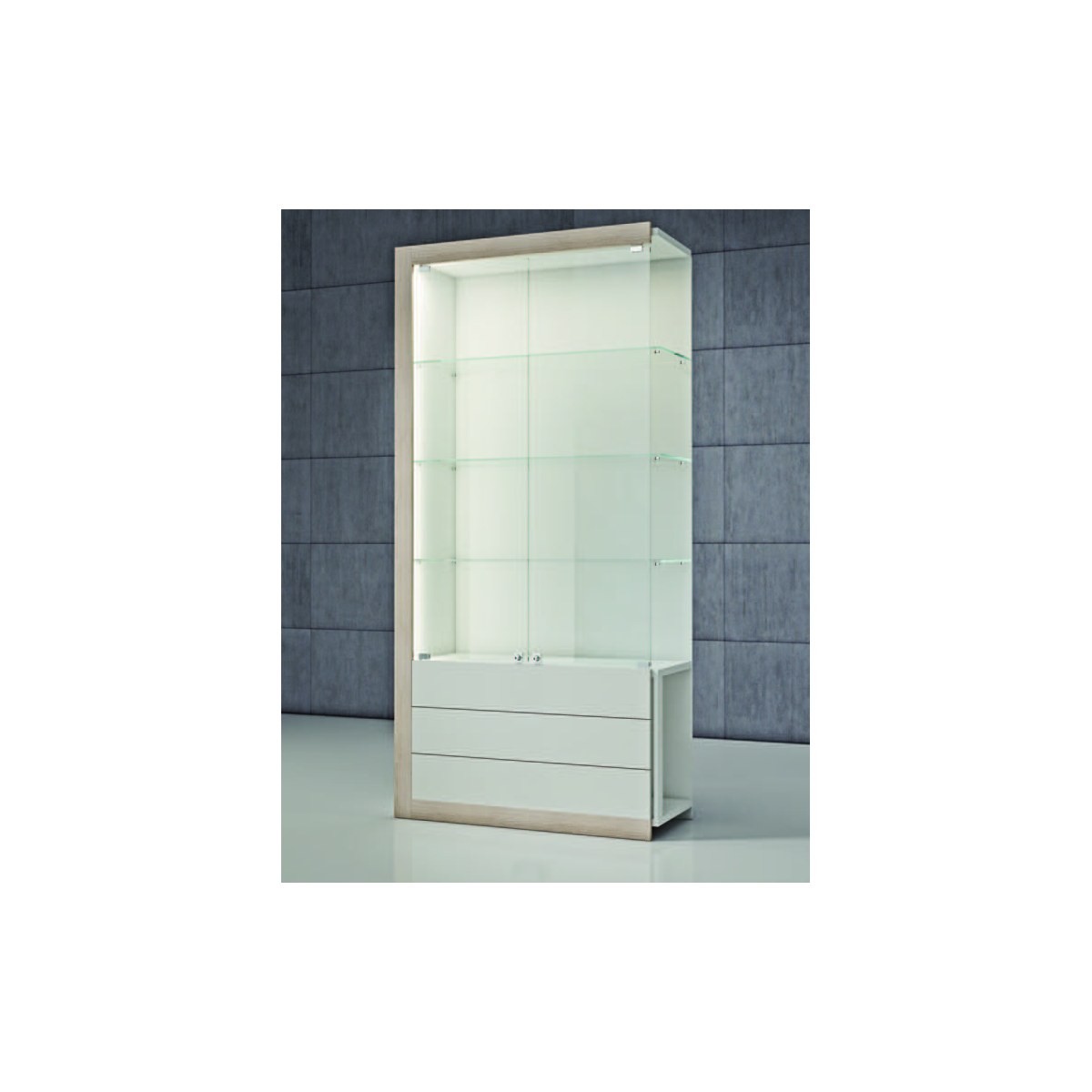 Casa Padrino Luxus Ladenvitrine 98 x 42 cm H. 210 cm mit LED - Ladeneinrichtung - Boutique Möbel - Made in Italy