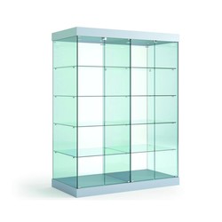 Casa Padrino Luxus Ladenvitrine 142 x 60 cm H. 188 cm mit 8 LED-Spots - Ladeneinrichtung - Boutique Möbel - Made in Italy