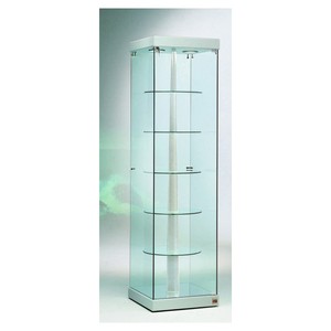 Casa Padrino Vitrine de magasin de Luxe tournante 54 x 53 cm H. 200 cm avec 2 spots LED avec étagères tournantes - Équipement de Magasin - Mobilier de Boutique - Made in Italy Casa Padrino Vitrine de magasin de Luxe tournante 54 x 53 cm H. 200 cm avec 2 spots LED avec étagères tournantes - Équipement de Magasin - Mobilier de Boutique - Made in Italy