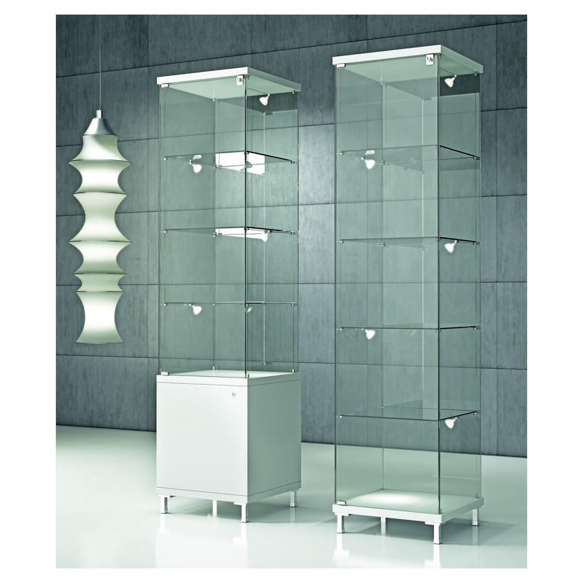 Casa Padrino Luxus Ladenvitrine 45 x 45 cm H. 190 cm mit LED - Ladeneinrichtung - Boutique Möbel - Made in Italy