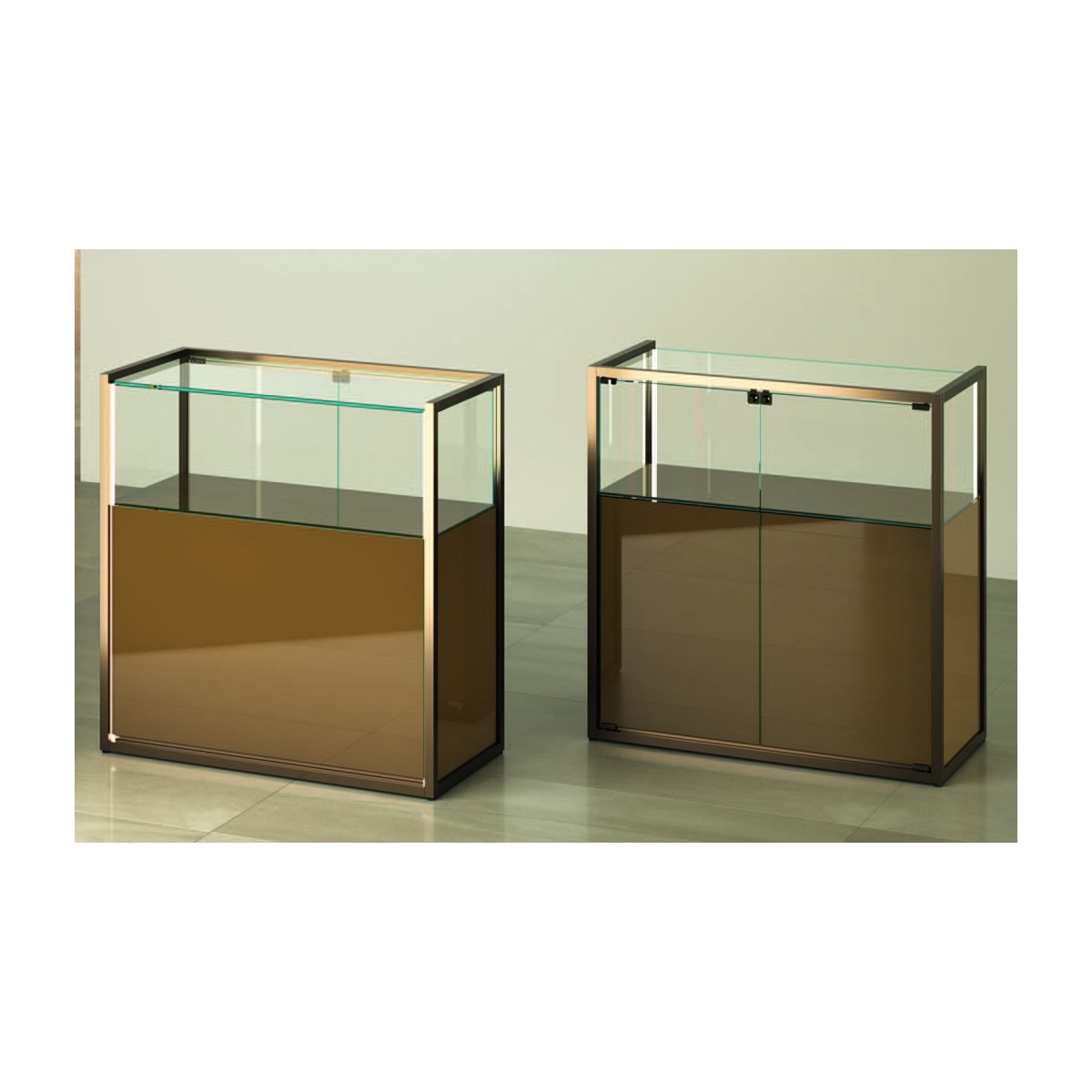 Casa Padrino Luxus Theken-Vitrine 95 x 45 cm H. 95 cm mit LED - Ladeneinrichtung - Boutique Möbel - Made in Italy