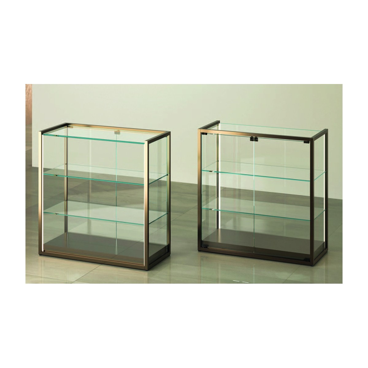Casa Padrino Luxus Theken-Vitrine 95 x 45 cm H. 95 cm mit 2 LED-Spots - Ladeneinrichtung - Boutique Möbel - Made in Italy