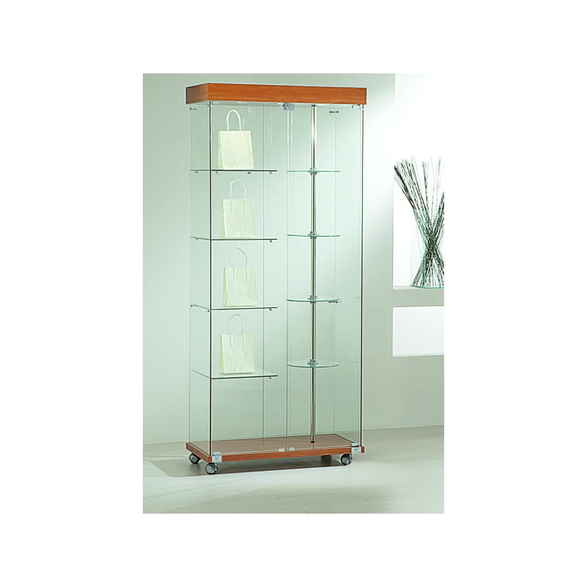 Casa Padrino Luxus Dreh-Ladenvitrine 77 x 40 cm H. 187 cm mit LED mit Drehböden - Ladeneinrichtung - Boutique Möbel - Made in Italy