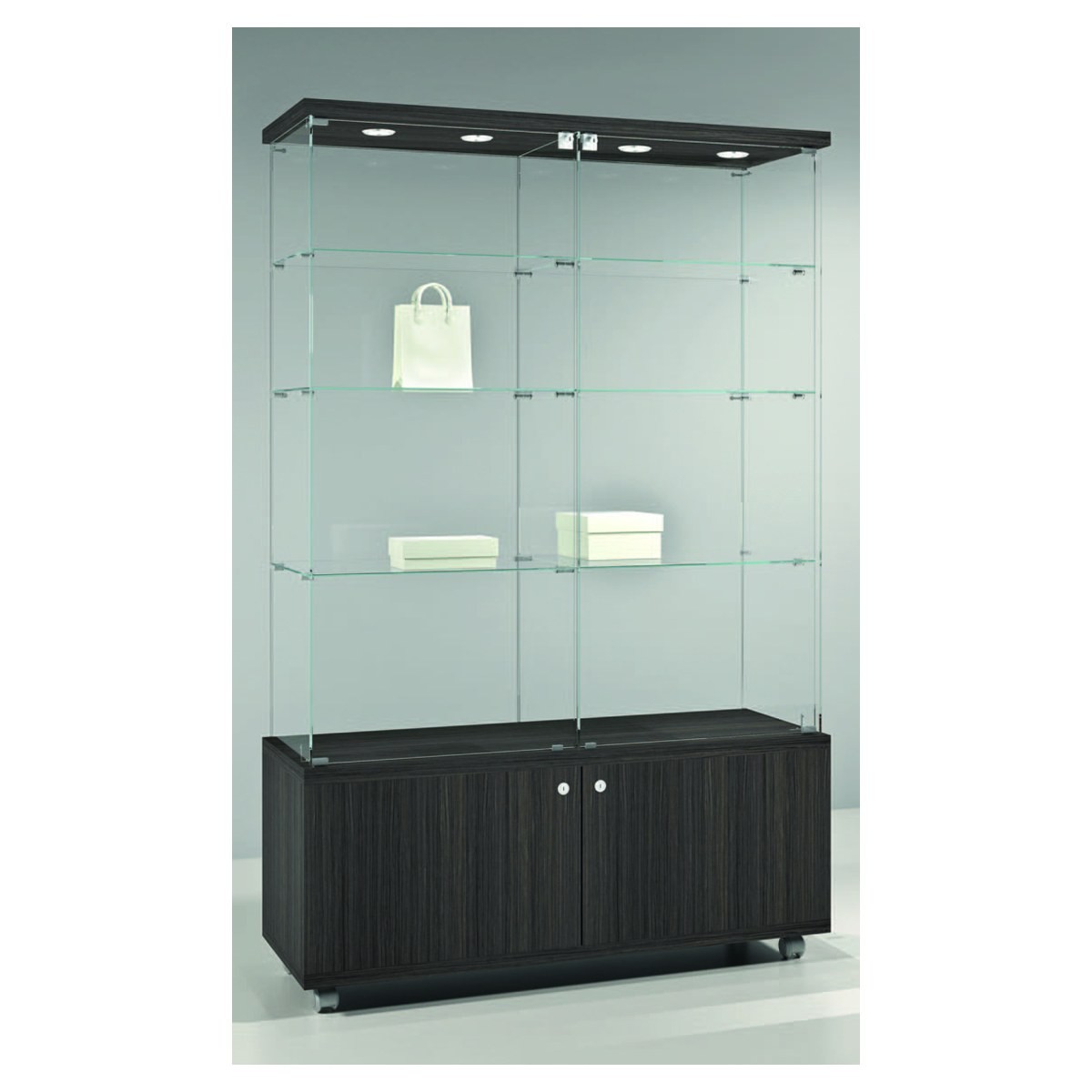 Casa Padrino Vitrine de magasin de Luxe 117 x 40 cm H. 181 cm avec 4 spots LED - Équipement de Magasin - Mobilier de Boutique - Made in Italy Casa Padrino Vitrine de magasin de Luxe 117 x 40 cm H. 181 cm avec 4 spots LED - Équipement de Magasin - Mobilier de Boutique - Made in Italy