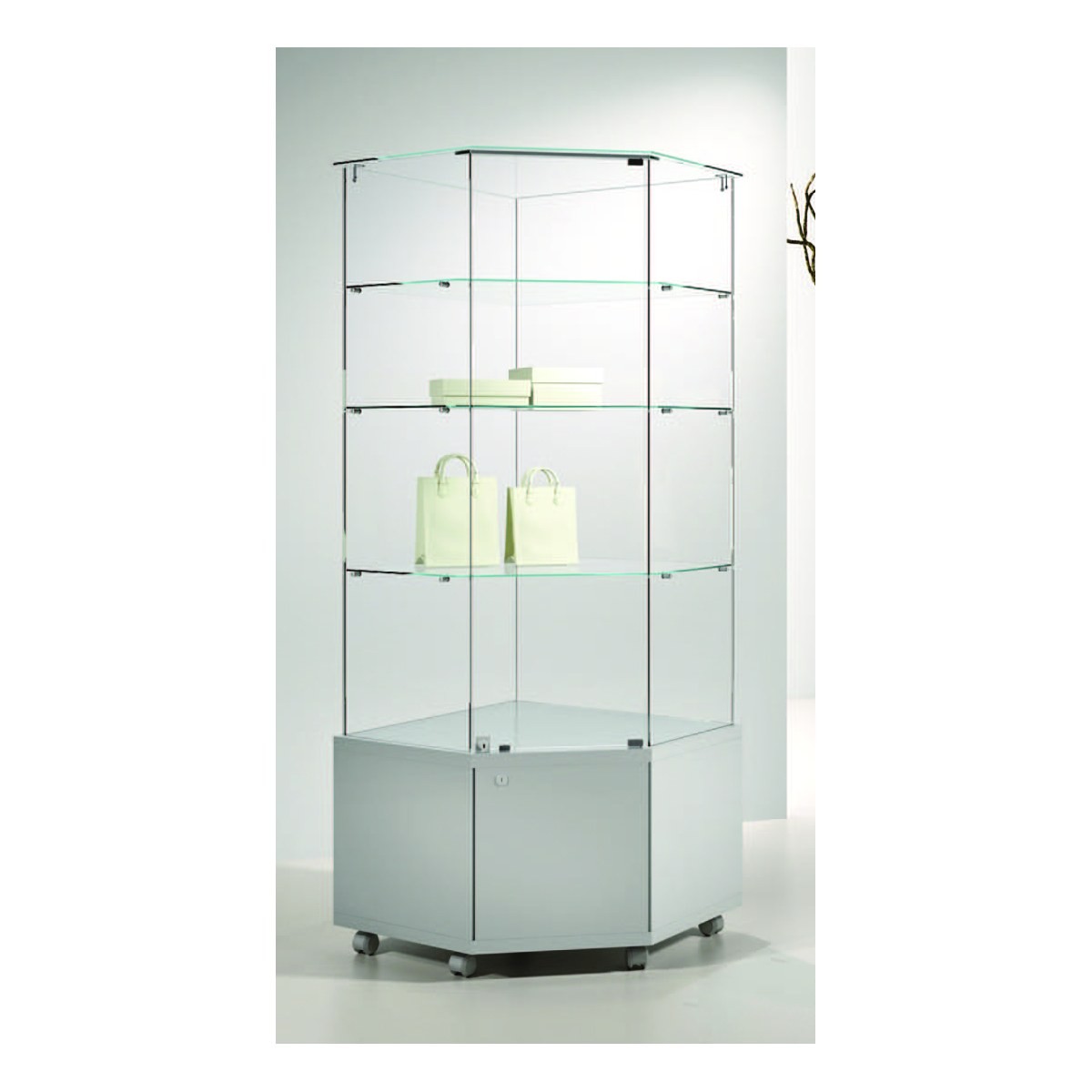 Casa Padrino Luxus Ladenvitrine 68 x 68 cm H. 180 cm mit Glasplatte - Ladeneinrichtung - Boutique Möbel - Made in Italy