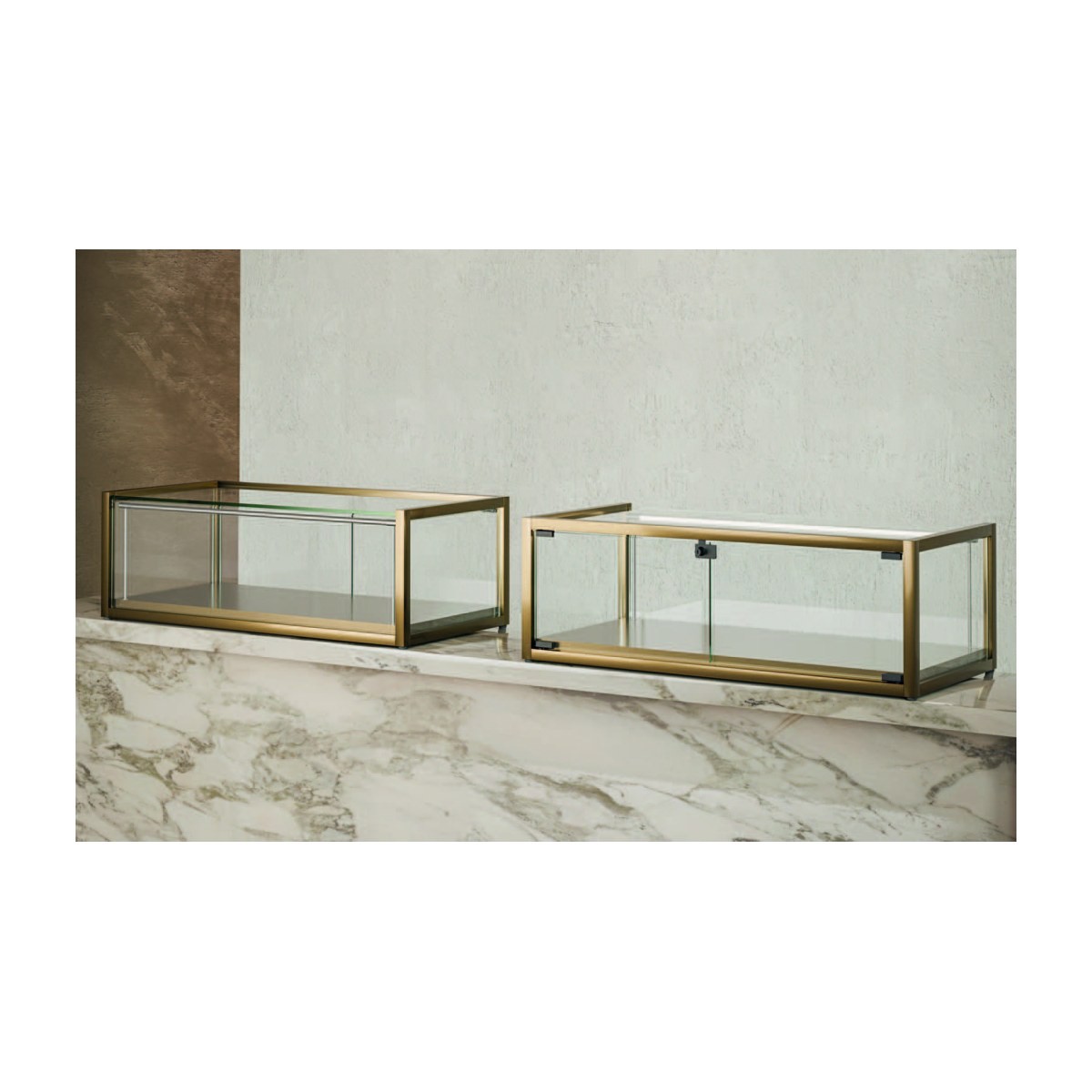 Casa Padrino Luxus Ladentheke 95 x 45 cm H. 32,5 cm mit 1 LED-Spots - Ladeneinrichtung - Boutique Möbel - Made in Italy