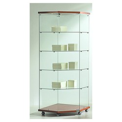 Casa Padrino Luxus Eck-Ladenvitrine 68 x 68 cm H. 181 cm mit 3 LED-Spots - Ladeneinrichtung - Boutique Möbel - Made in Italy