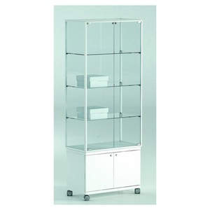 Casa Padrino Luxus Ladenvitrine 71 x 37 cm H. 180 cm mit Unterschrank mit 3 Glasböden - Ladeneinrichtung - Boutique Möbel - Made in Italy Casa Padrino Luxus Ladenvitrine 71 x 37 cm H. 180 cm mit Unterschrank mit 3 Glasböden - Ladeneinrichtung - Boutique Möbel - Made in Italy