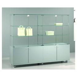 Casa Padrino Luxus Ladenvitrine 117 x 40 cm H. 130 cm mit Glasplatte - Ladeneinrichtung - Boutique Möbel - Made in Italy