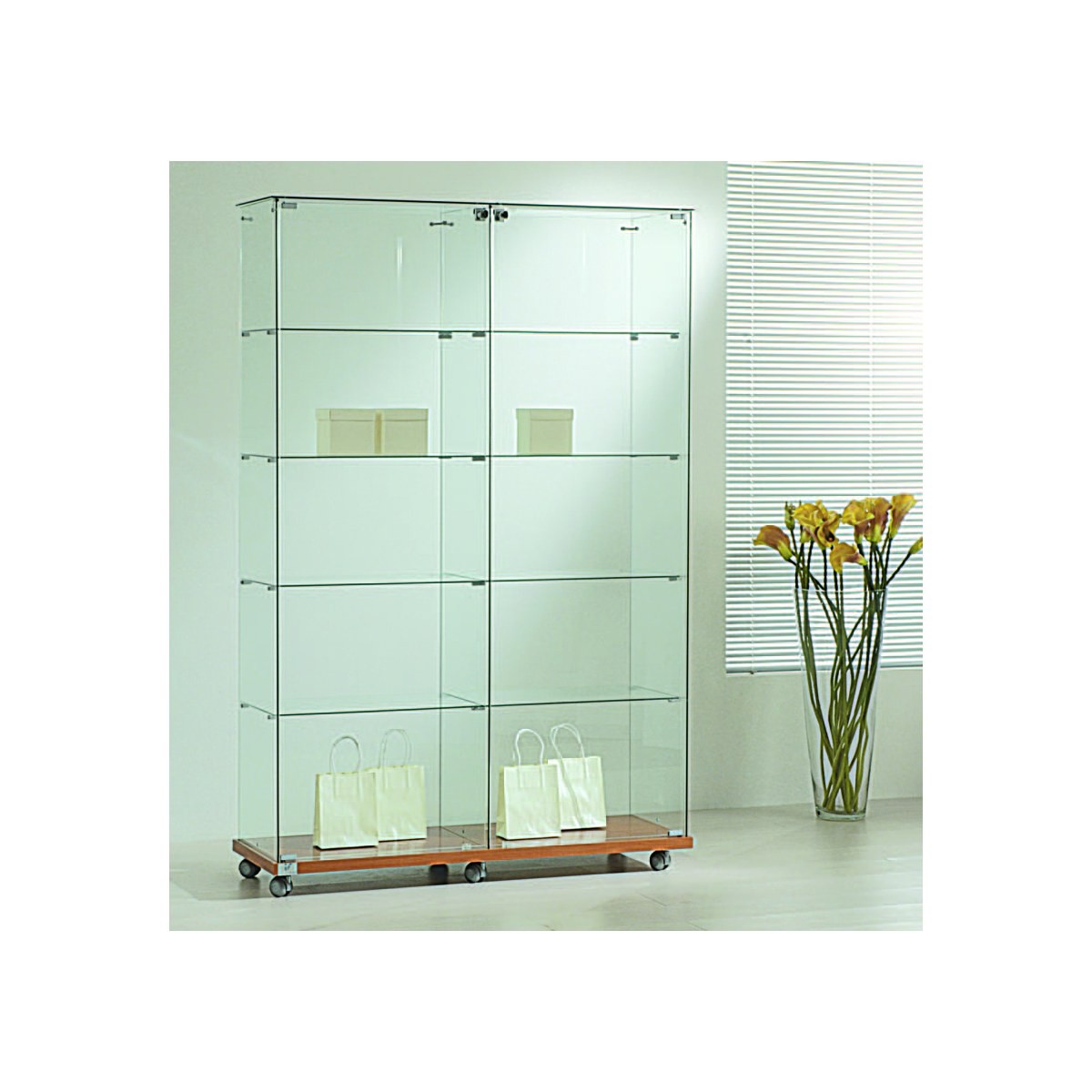 Casa Padrino Luxus Ladenvitrine 117 x 40 cm H. 180 cm mit Glasplatte - Ladeneinrichtung - Boutique Möbel - Made in Italy