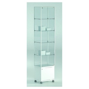 Casa Padrino Luxury Shop Display Cabinet 51 x 37 cm H. 220 cm with Base Cabinet with 4 Glass Shelves - Shop Fittings - Boutique Furniture - Made in Italy Casa Padrino Luxury Shop Display Cabinet 51 x 37 cm H. 220 cm with Base Cabinet with 4 Glass Shelves - Shop Fittings - Boutique Furniture - Made in Italy
