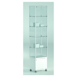 Casa Padrino Vitrina de tienda de Lujo 51 x 37 cm H. 220 cm con mueble bajo con 4 estantes de cristal - Equipamiento de Tiendas - Muebles de Boutique - Made in Italy Casa Padrino Vitrina de tienda de Lujo 51 x 37 cm H. 220 cm con mueble bajo con 4 estantes de cristal - Equipamiento de Tiendas - Muebles de Boutique - Made in Italy