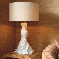 Casa Padrino lampada da tavolo di lusso bianco / crema A. 88 cm - Lampada rotonda da scrivania - Illuminazione di lusso