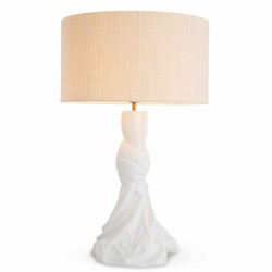Casa Padrino lampada da tavolo di lusso bianco / crema A. 88 cm - Lampada rotonda da scrivania - Illuminazione di lusso