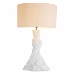 Casa Padrino lampada da tavolo di lusso bianco / crema A. 88 cm - Lampada rotonda da scrivania - Illuminazione di lusso