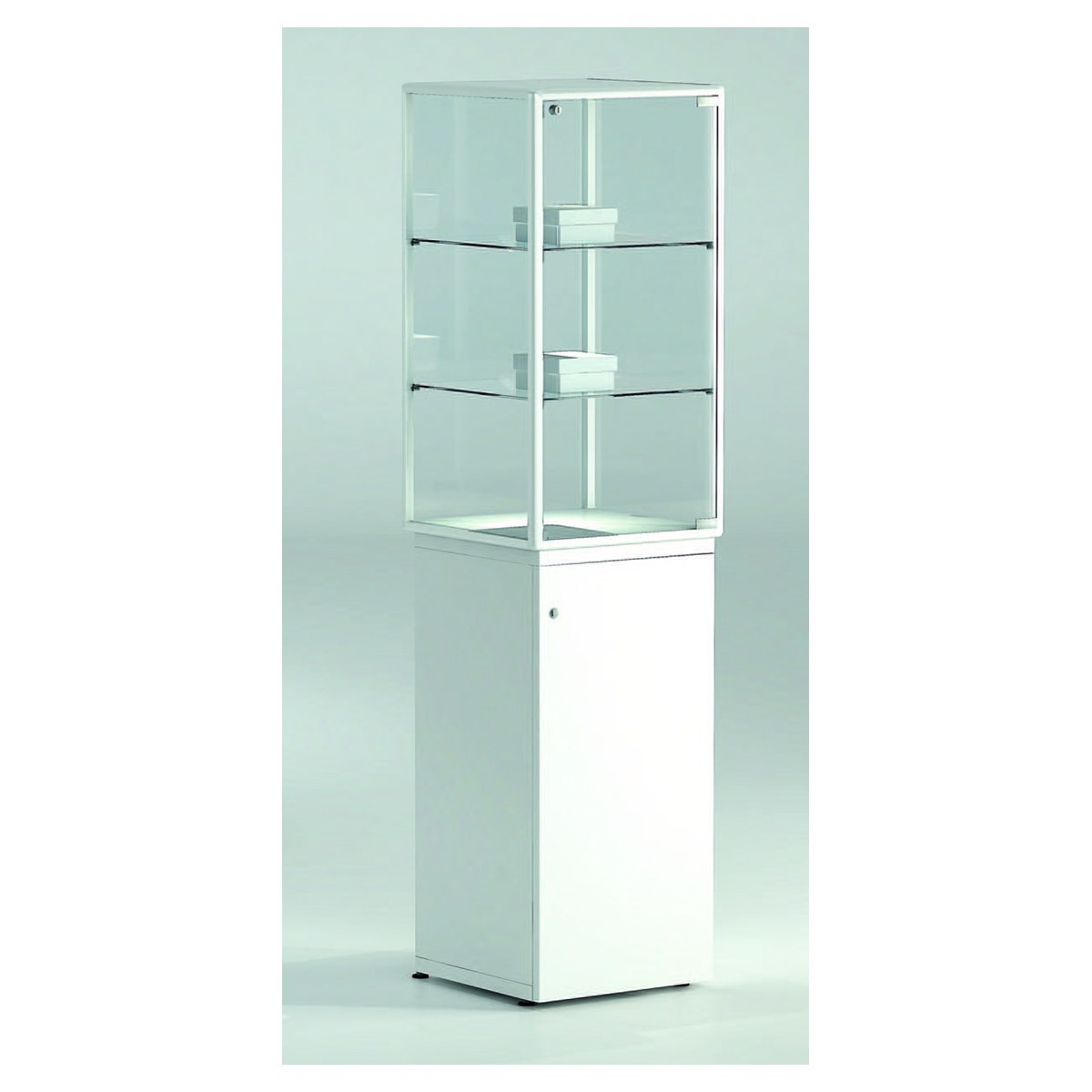 Casa Padrino Luxus Präsentationsvitrine 43 x 43 cm H. 177 cm - Ladeneinrichtung - Boutique Möbel - Made in Italy