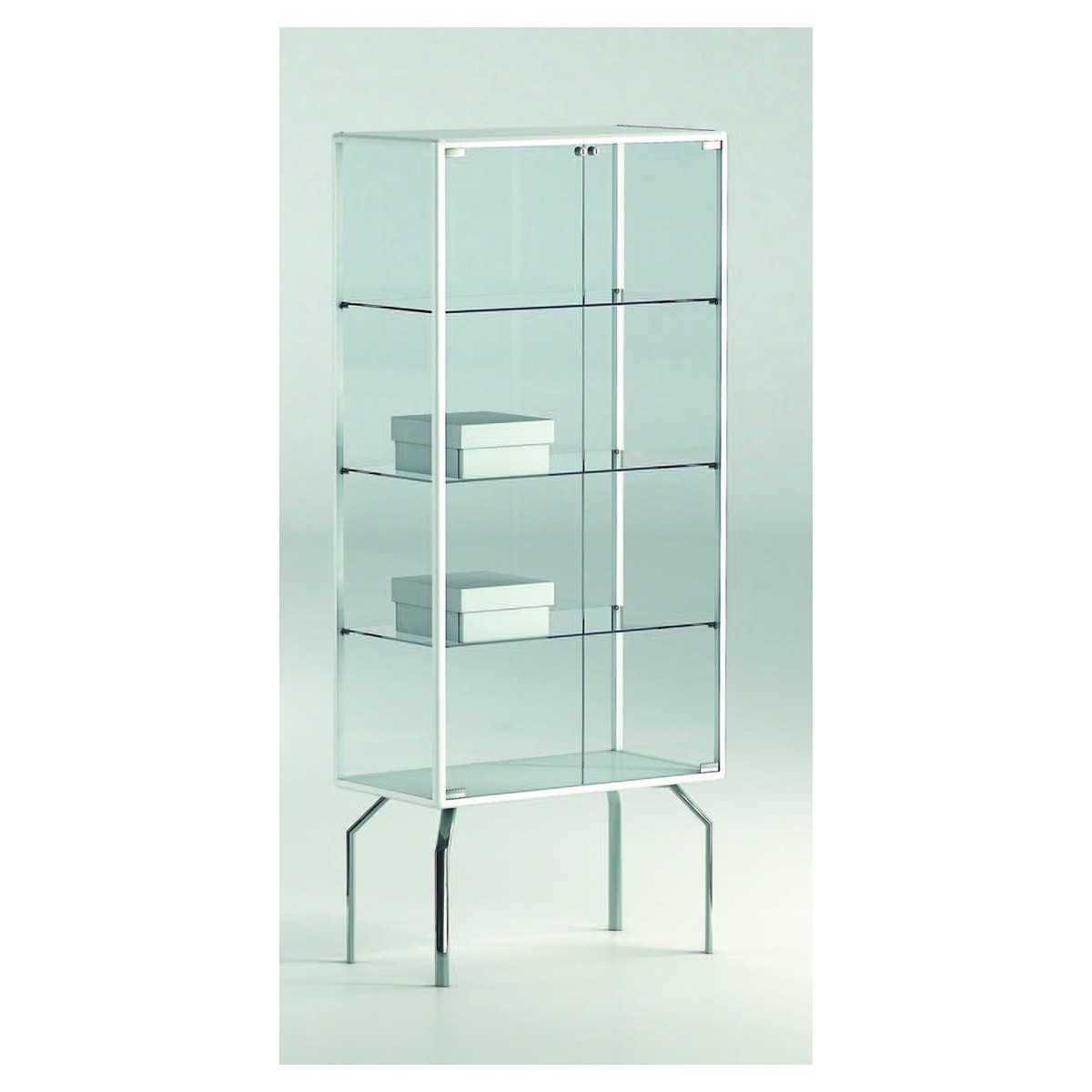 Casa Padrino Luxus Ladenvitrine 71 x 37 cm H. 170 cm mit 3 Glasböden - Ladeneinrichtung - Boutique Möbel - Made in Italy