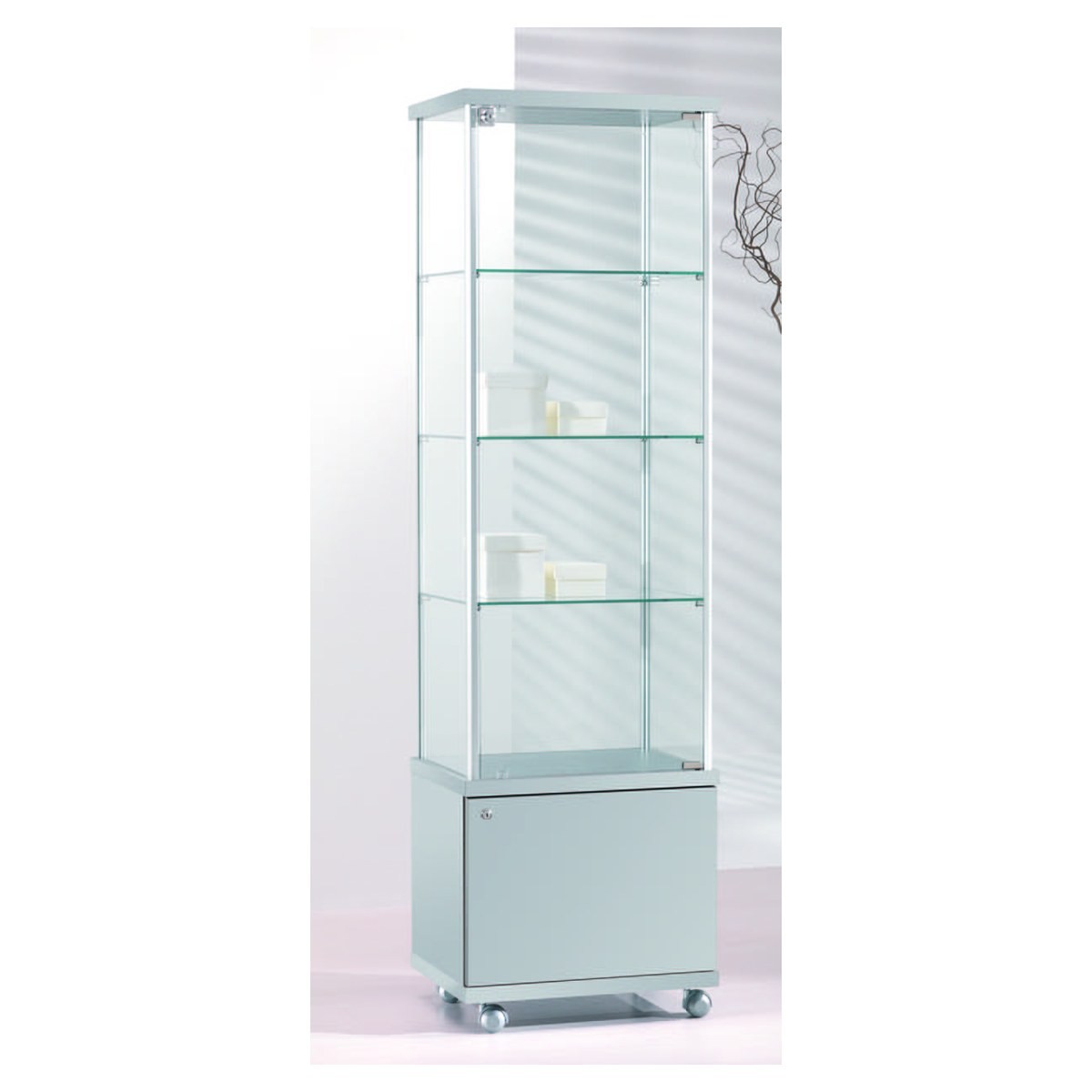 Casa Padrino Luxury Shop Display Cabinet 53 x 39 cm H. 180 cm with Base Cabinet - Shop Fittings - Boutique Furniture - Made in Italy Casa Padrino Luxury Shop Display Cabinet 53 x 39 cm H. 180 cm with Base Cabinet - Shop Fittings - Boutique Furniture - Made in Italy