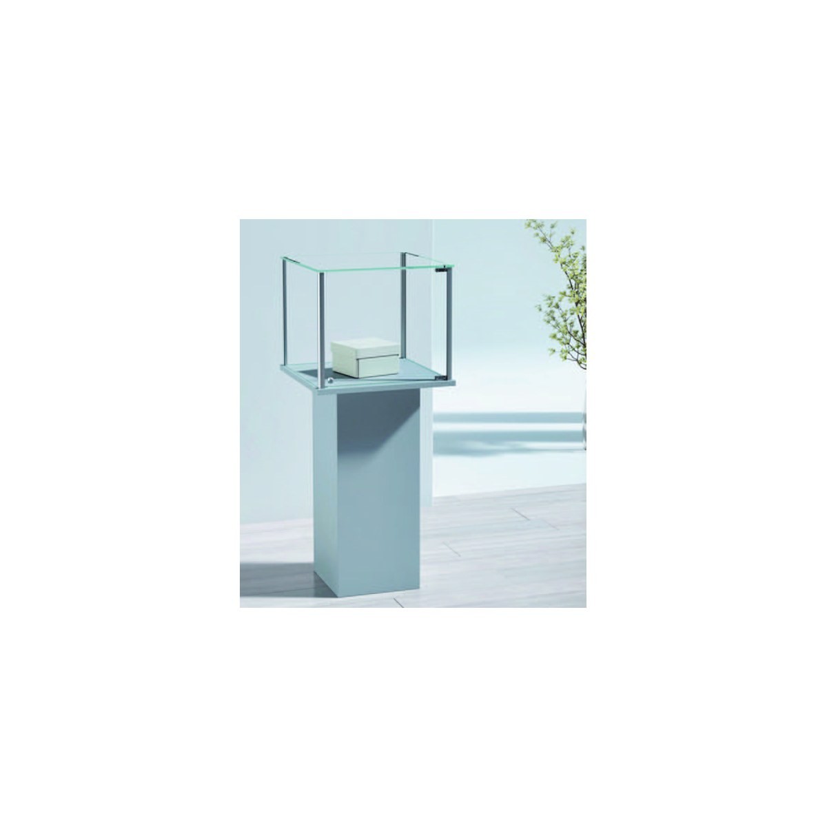 Casa Padrino Luxus Präsentationsvitrine 54 x 51 cm H. 120 cm - Ladeneinrichtung - Boutique Möbel - Made in Italy