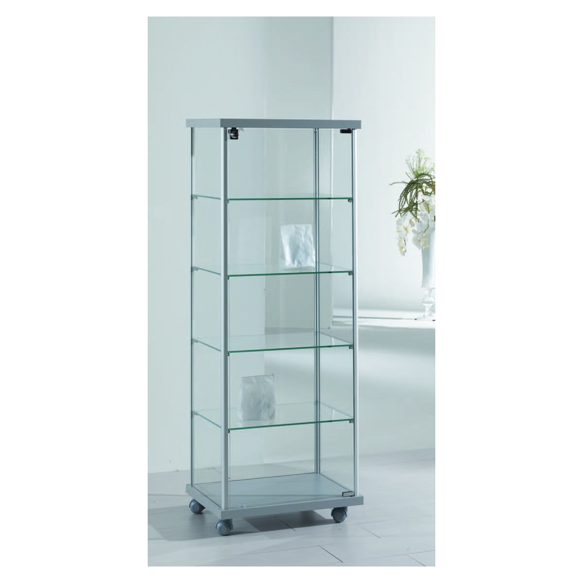 Casa Padrino Luxus Ladenvitrine 53 x 39 cm H. 141 cm mit 4 Glasböden - Ladeneinrichtung - Boutique Möbel - Made in Italy