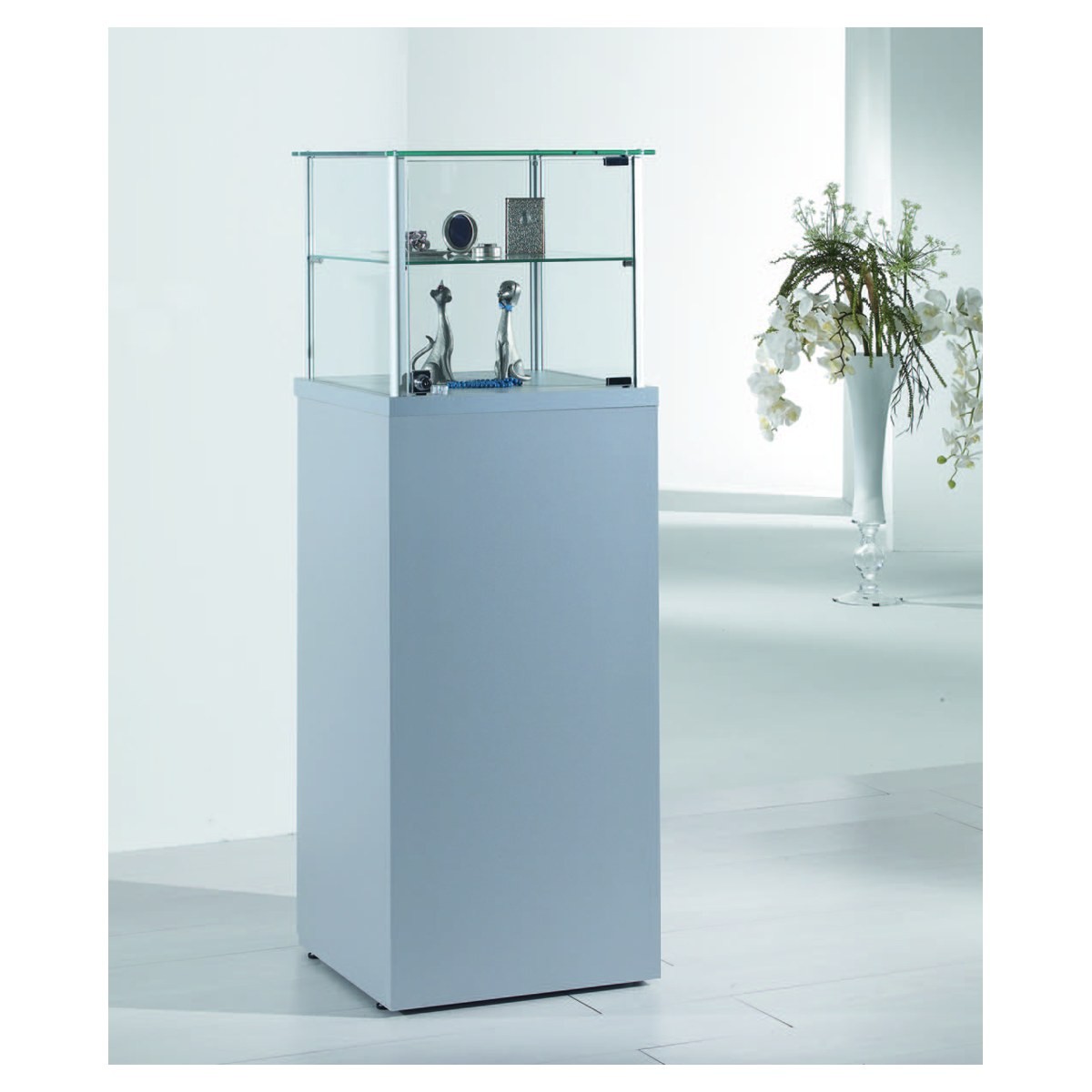 Casa Padrino Luxus Präsentationsvitrine 45 x 45 cm H. 135 cm - Ladeneinrichtung - Boutique Möbel - Made in Italy