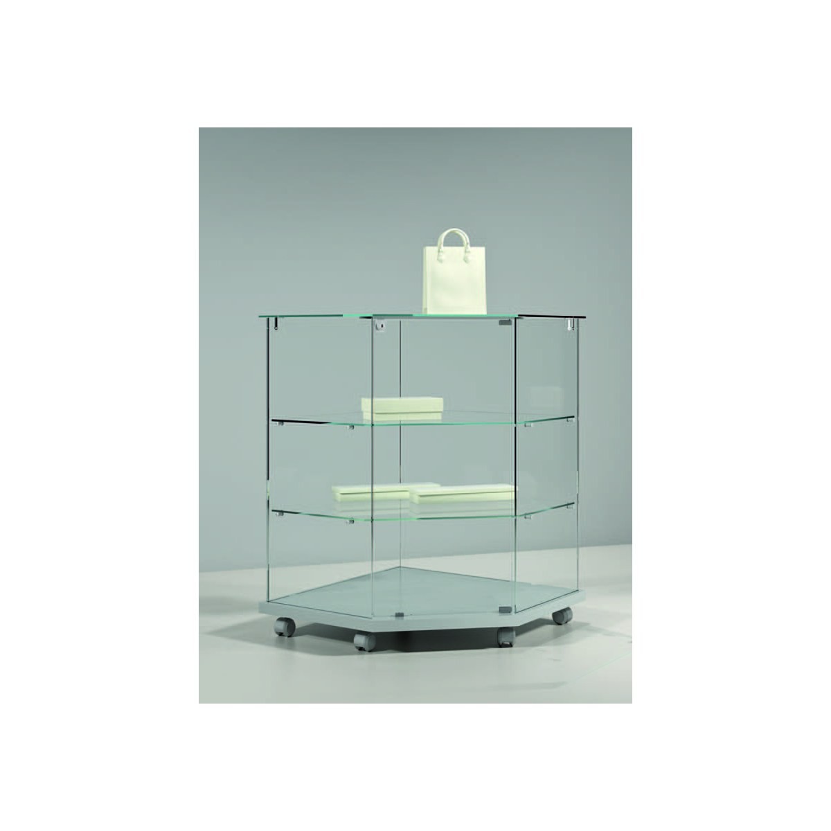 Casa Padrino Luxus Eck-Theken-Vitrine 68 x 68 cm H. 90 cm - Ladeneinrichtung - Boutique Möbel - Made in Italy