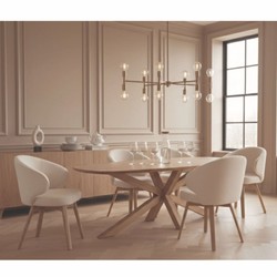 Casa Padrino tavolo da pranzo di lusso in rovere naturale 220 cm - Tavolo da cucina in legno massello - Mobili per sala da pranzo
