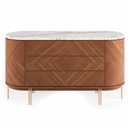 Casa Padrino Luxury Chest of Drawers with 6 Drawers Brown / White / Brass 155 cm - Luxury Hotel & Bedroom Furniture