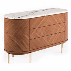 Casa Padrino Luxury Chest of Drawers with 6 Drawers Brown / White / Brass 155 cm - Luxury Hotel & Bedroom Furniture